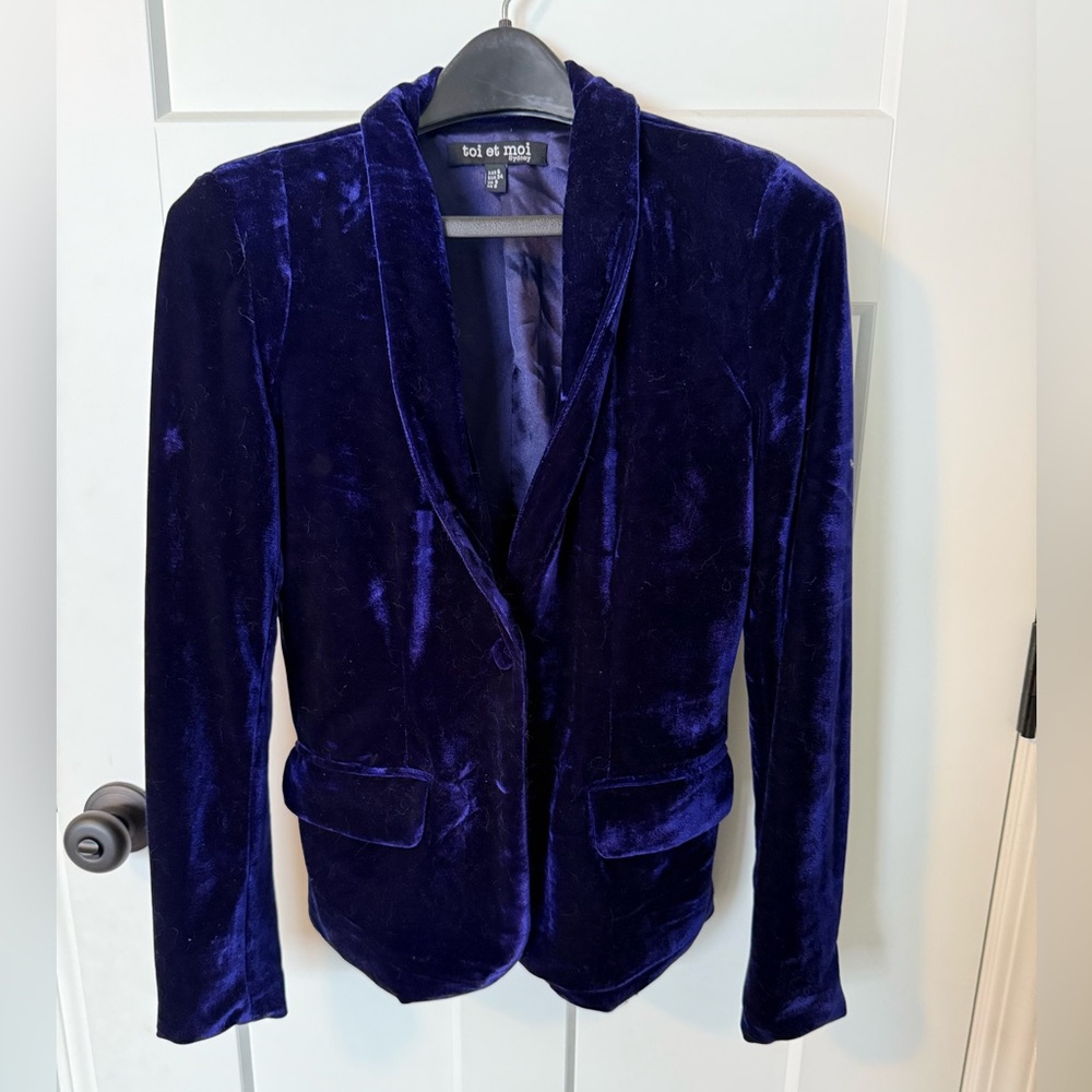 Too Et Moi Deep Purple Velvet Jacket Blazer